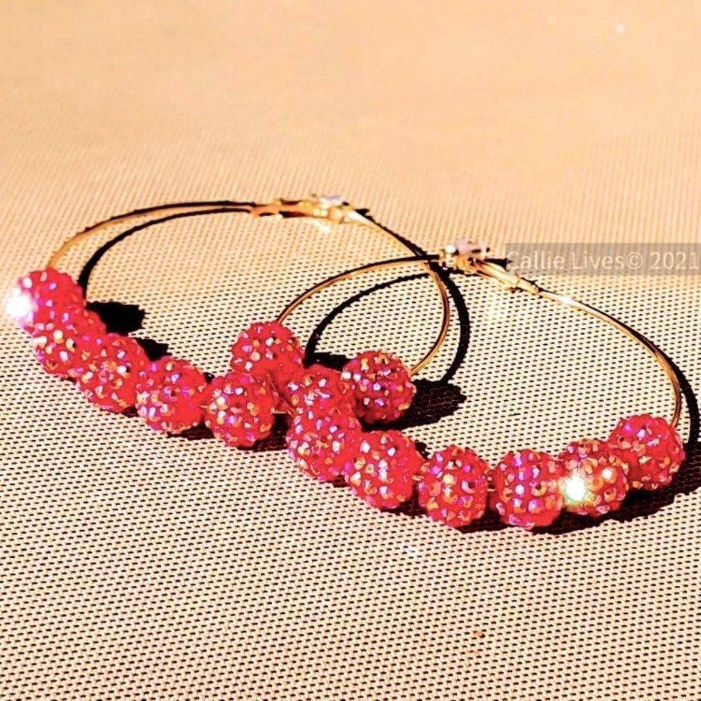 Callie Candy Ball: Shimmering Charm Hoop Earrings